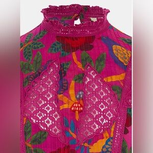 Frame Bright Fuchsia Floral Lace Halter Top